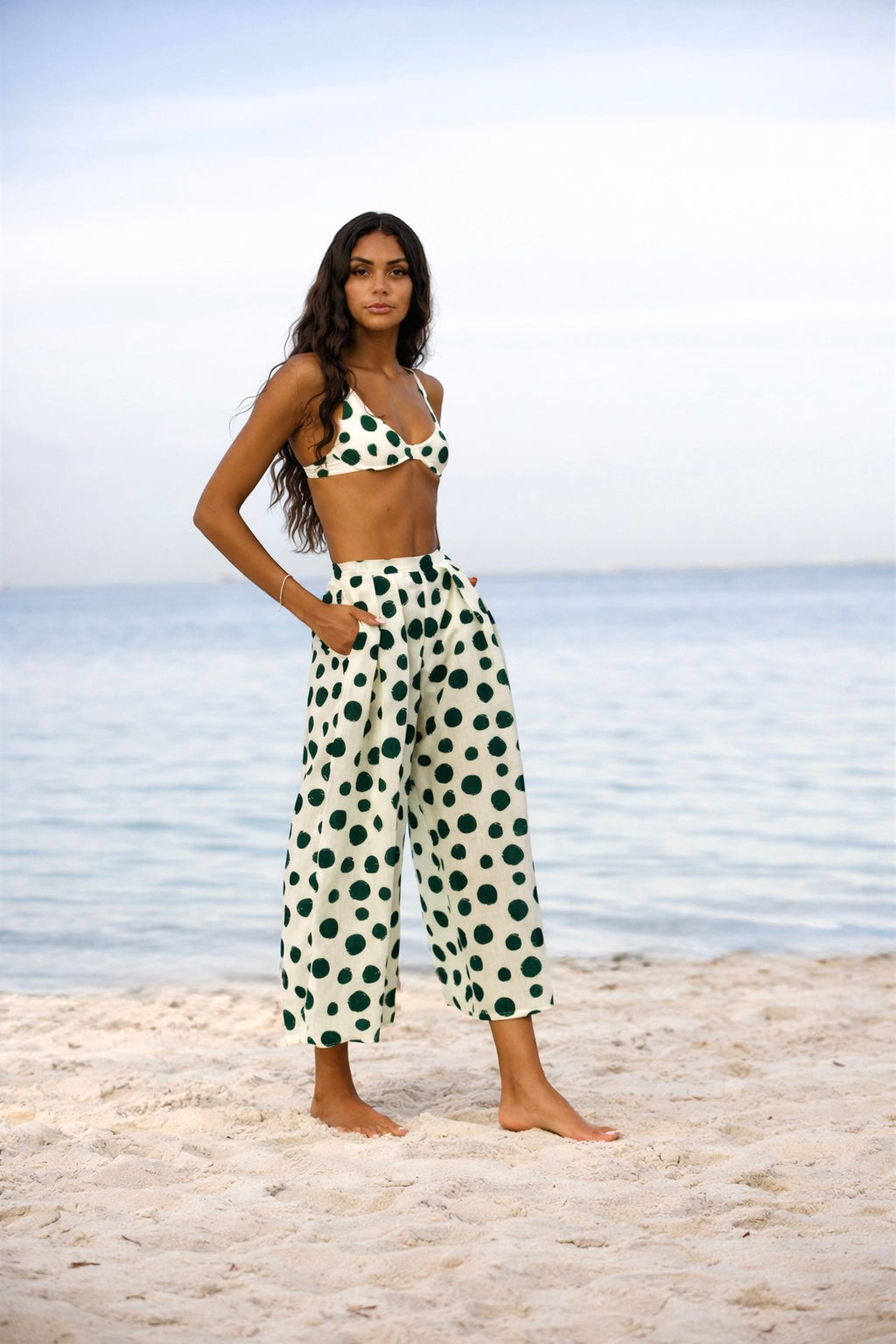 Azure wide leg trouser