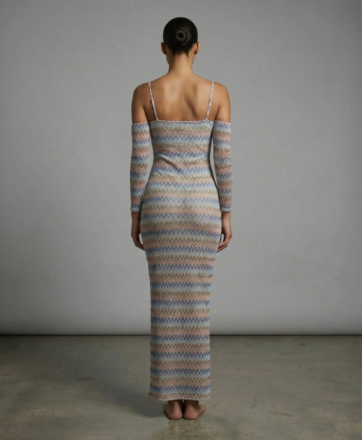 Cove Mesh Dress – Off Shoulder Desert Wave Print