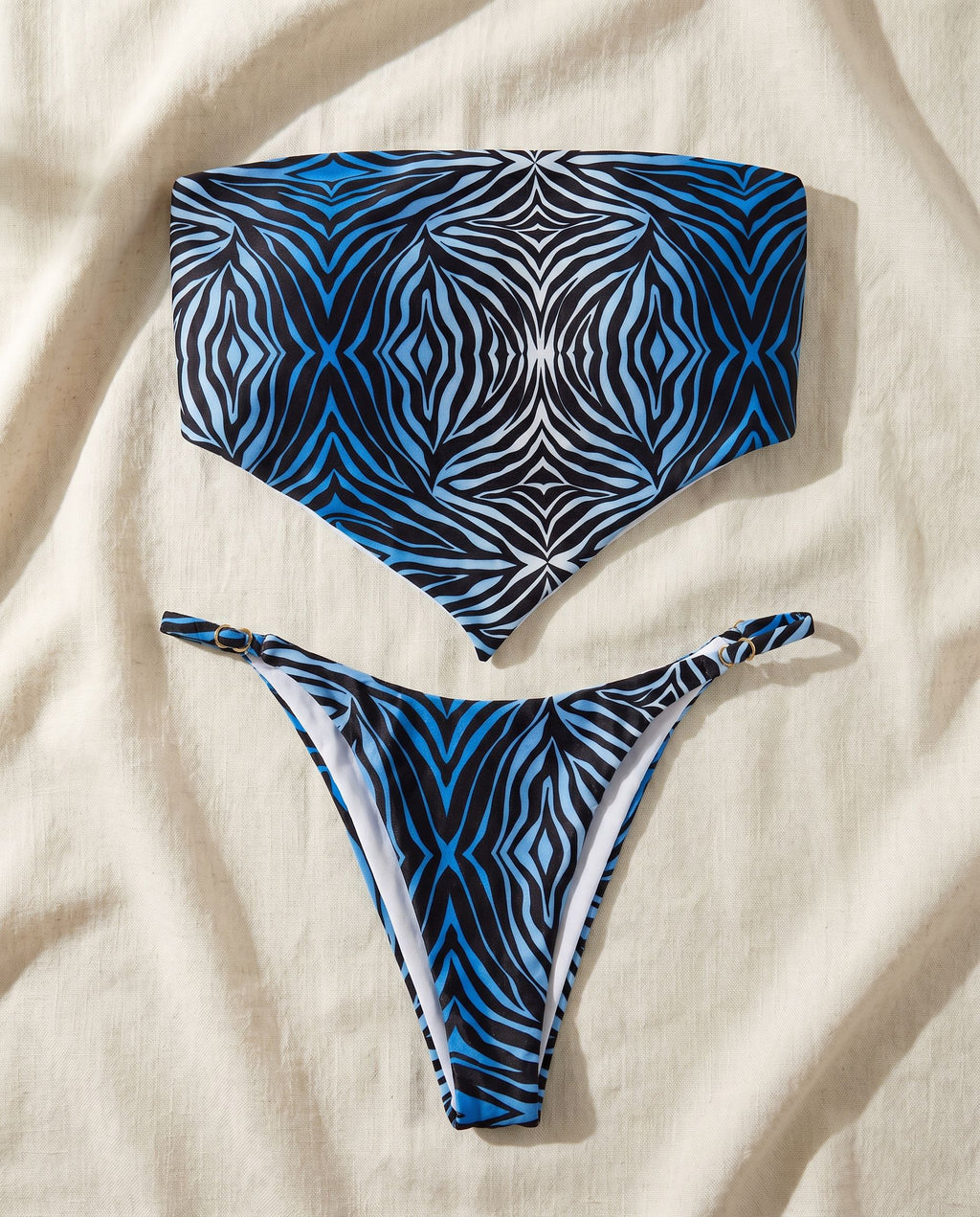 Ocean bandana top-Blue zebra